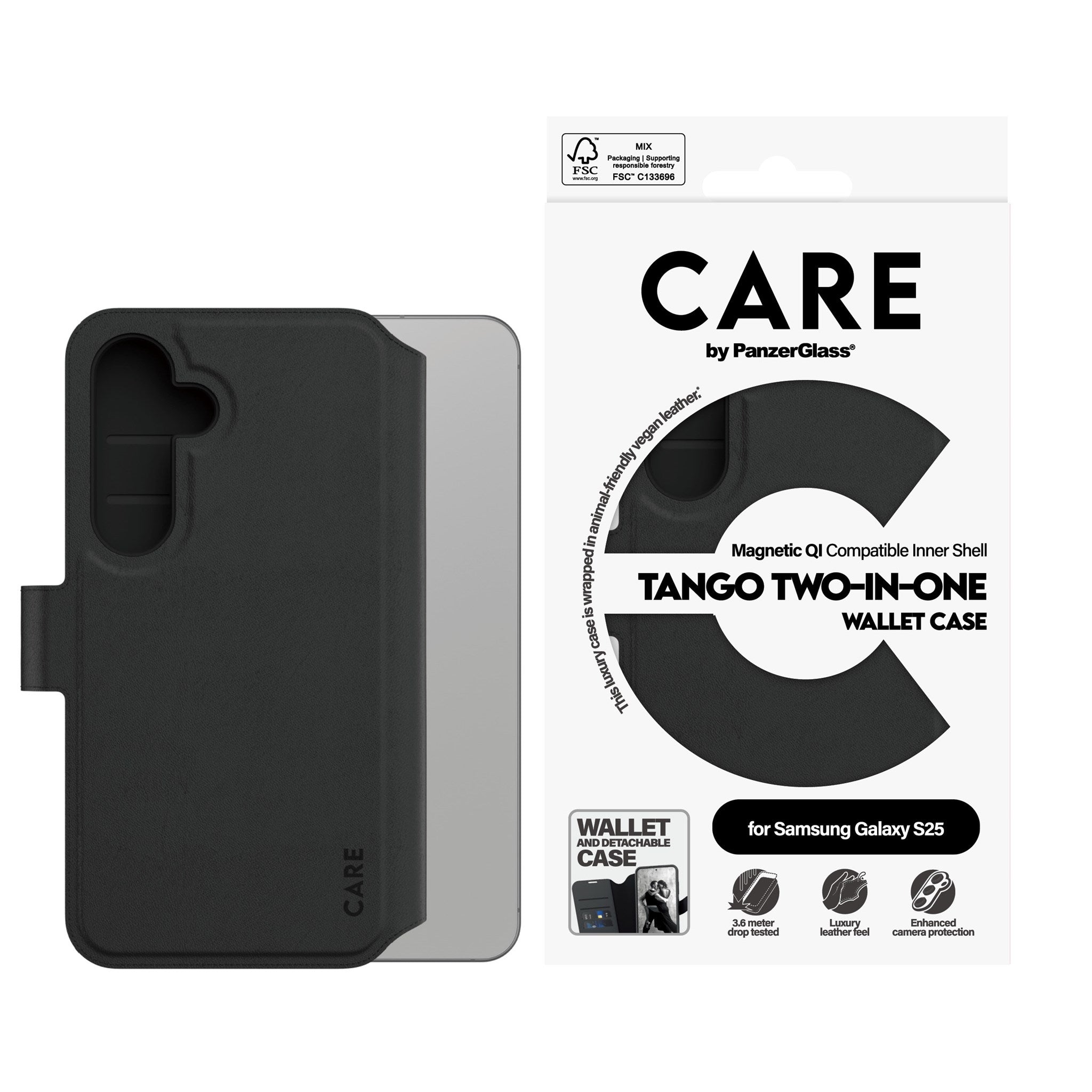 CARE by PanzerGlass® Tango Two-in-One Wallet Case m. Qi Compatible Samsung Galaxy S25